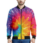 Colorful Spiral Tie Dye Print Men's Bomber Jacket