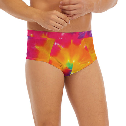 Colorful Spiral Tie Dye Print Men's Briefs