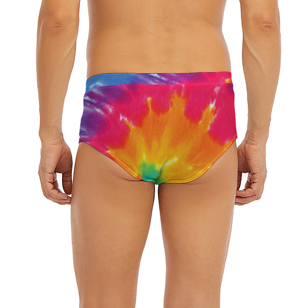 Colorful Spiral Tie Dye Print Men's Briefs
