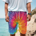 Colorful Spiral Tie Dye Print Men's Cargo Shorts