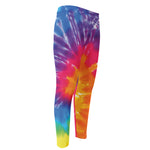 Colorful Spiral Tie Dye Print Men's Compression Pants