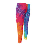 Colorful Spiral Tie Dye Print Men's Compression Pants