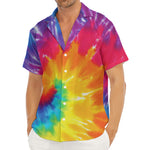 Colorful Spiral Tie Dye Print Men's Deep V-Neck Shirt
