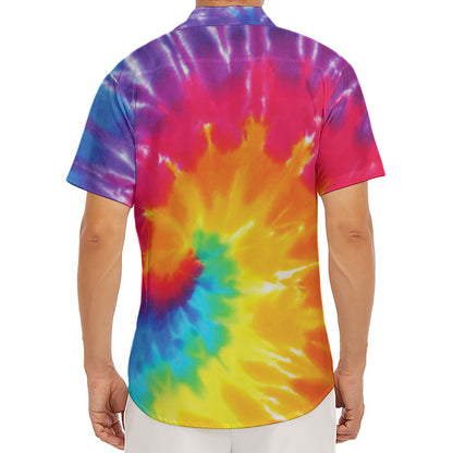 Colorful Spiral Tie Dye Print Men's Deep V-Neck Shirt