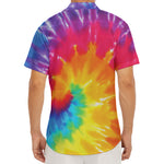Colorful Spiral Tie Dye Print Men's Deep V-Neck Shirt