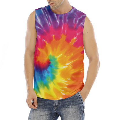 Colorful Spiral Tie Dye Print Men's Fitness Tank Top