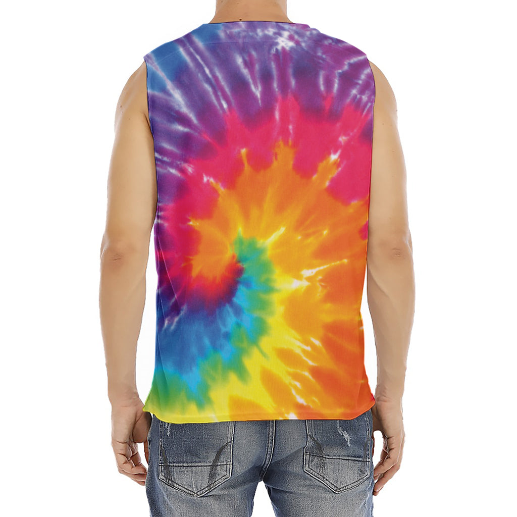 Colorful Spiral Tie Dye Print Men's Fitness Tank Top