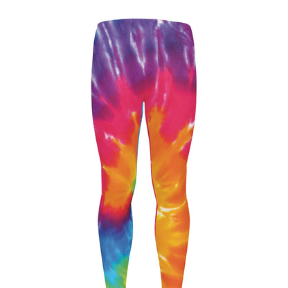 Colorful Spiral Tie Dye Print Men's leggings