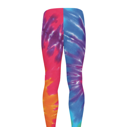 Colorful Spiral Tie Dye Print Men's leggings