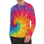 Colorful Spiral Tie Dye Print Men's Long Sleeve Rash Guard