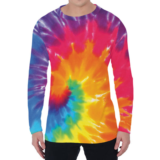 Colorful Spiral Tie Dye Print Men's Long Sleeve T-Shirt