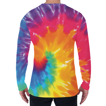 Colorful Spiral Tie Dye Print Men's Long Sleeve T-Shirt