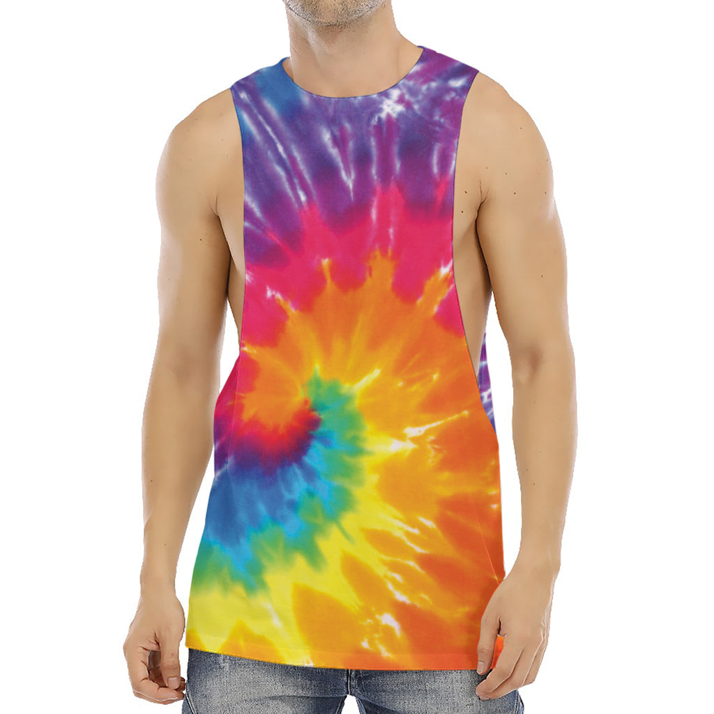 Colorful Spiral Tie Dye Print Men's Muscle Tank Top