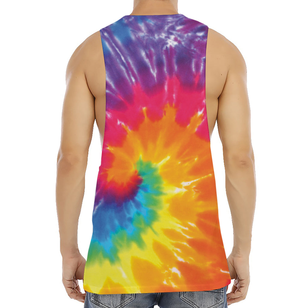 Colorful Spiral Tie Dye Print Men's Muscle Tank Top