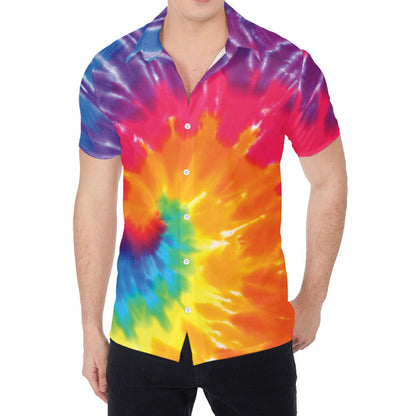 Colorful Spiral Tie Dye Print Men's Shirt
