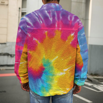 Colorful Spiral Tie Dye Print Men's Shirt Jacket