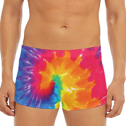 Colorful Spiral Tie Dye Print Men's Short Boxer Briefs