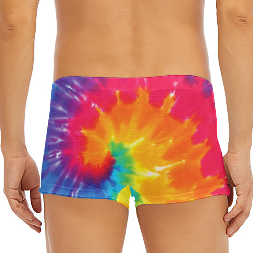 Colorful Spiral Tie Dye Print Men's Short Boxer Briefs