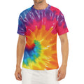 Colorful Spiral Tie Dye Print Men's Short Sleeve Rash Guard