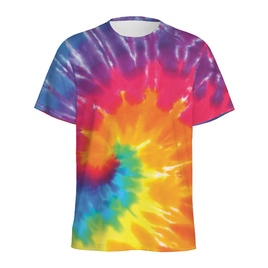 Colorful Spiral Tie Dye Print Men's Sports T-Shirt