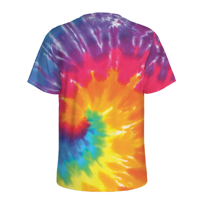Colorful Spiral Tie Dye Print Men's Sports T-Shirt