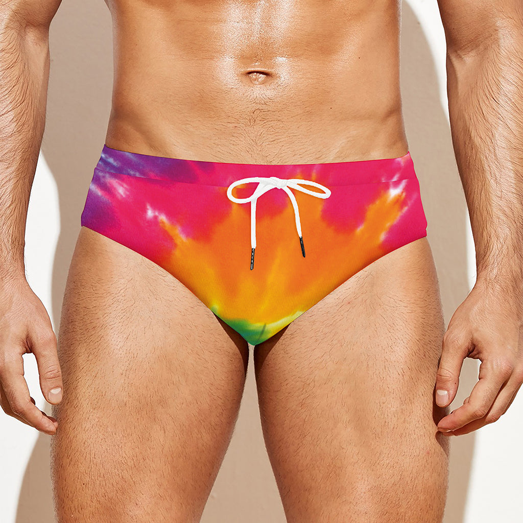 Colorful Spiral Tie Dye Print Men's Swim Briefs