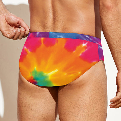 Colorful Spiral Tie Dye Print Men's Swim Briefs