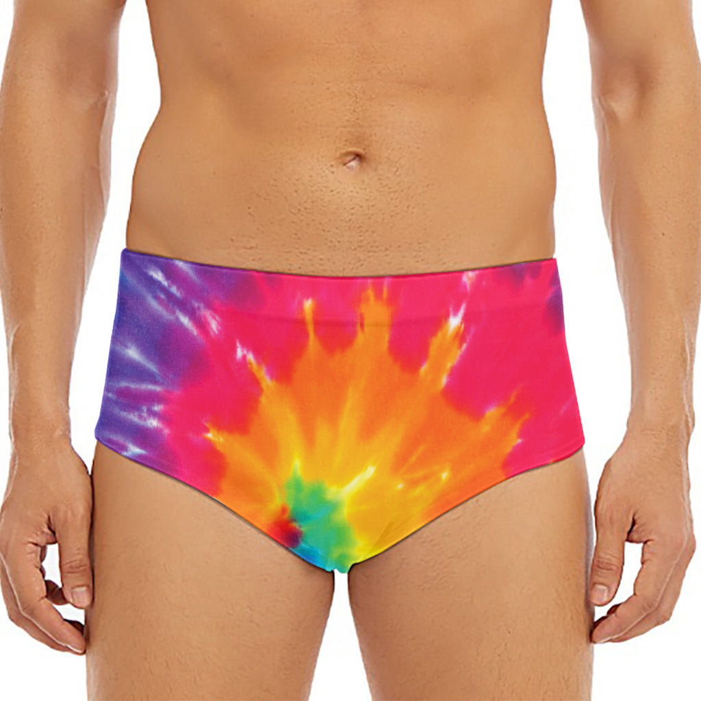 Colorful Spiral Tie Dye Print Men's Triangle Swim Briefs