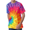 Colorful Spiral Tie Dye Print Men's Velvet T-Shirt