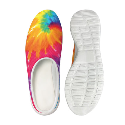 Colorful Spiral Tie Dye Print Mesh Casual Shoes