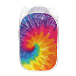 Colorful Spiral Tie Dye Print Mesh Laundry Hamper