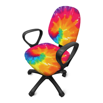 Colorful Spiral Tie Dye Print Office Chair Cover