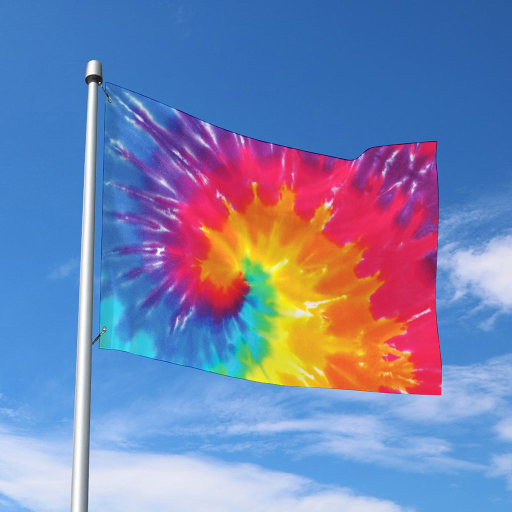 Colorful Spiral Tie Dye Print Polyester Flag