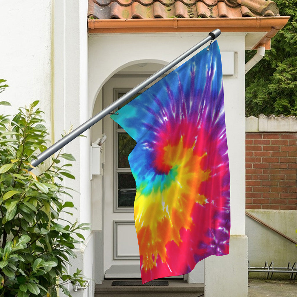 Colorful Spiral Tie Dye Print Polyester Flag