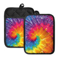 Colorful Spiral Tie Dye Print Pot Holders With Pocket