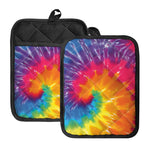 Colorful Spiral Tie Dye Print Pot Holders With Pocket