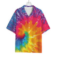 Colorful Spiral Tie Dye Print Rayon Hawaiian Shirt