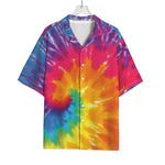 Colorful Spiral Tie Dye Print Rayon Hawaiian Shirt
