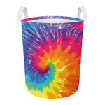 Colorful Spiral Tie Dye Print Round Laundry Basket