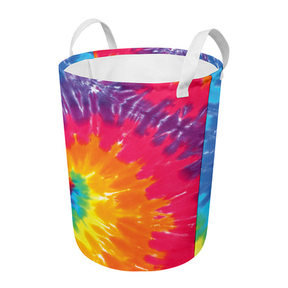 Colorful Spiral Tie Dye Print Round Laundry Basket