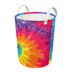 Colorful Spiral Tie Dye Print Round Laundry Basket