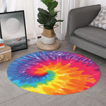 Colorful Spiral Tie Dye Print Round Rug