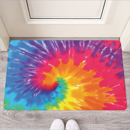 Colorful Spiral Tie Dye Print Rubber Doormat
