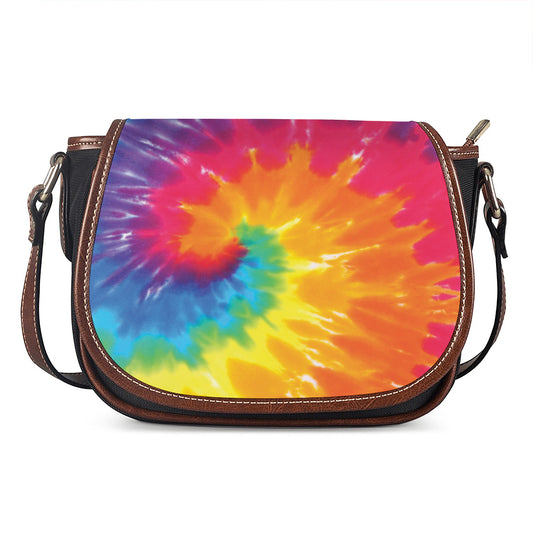 Colorful Spiral Tie Dye Print Saddle Bag