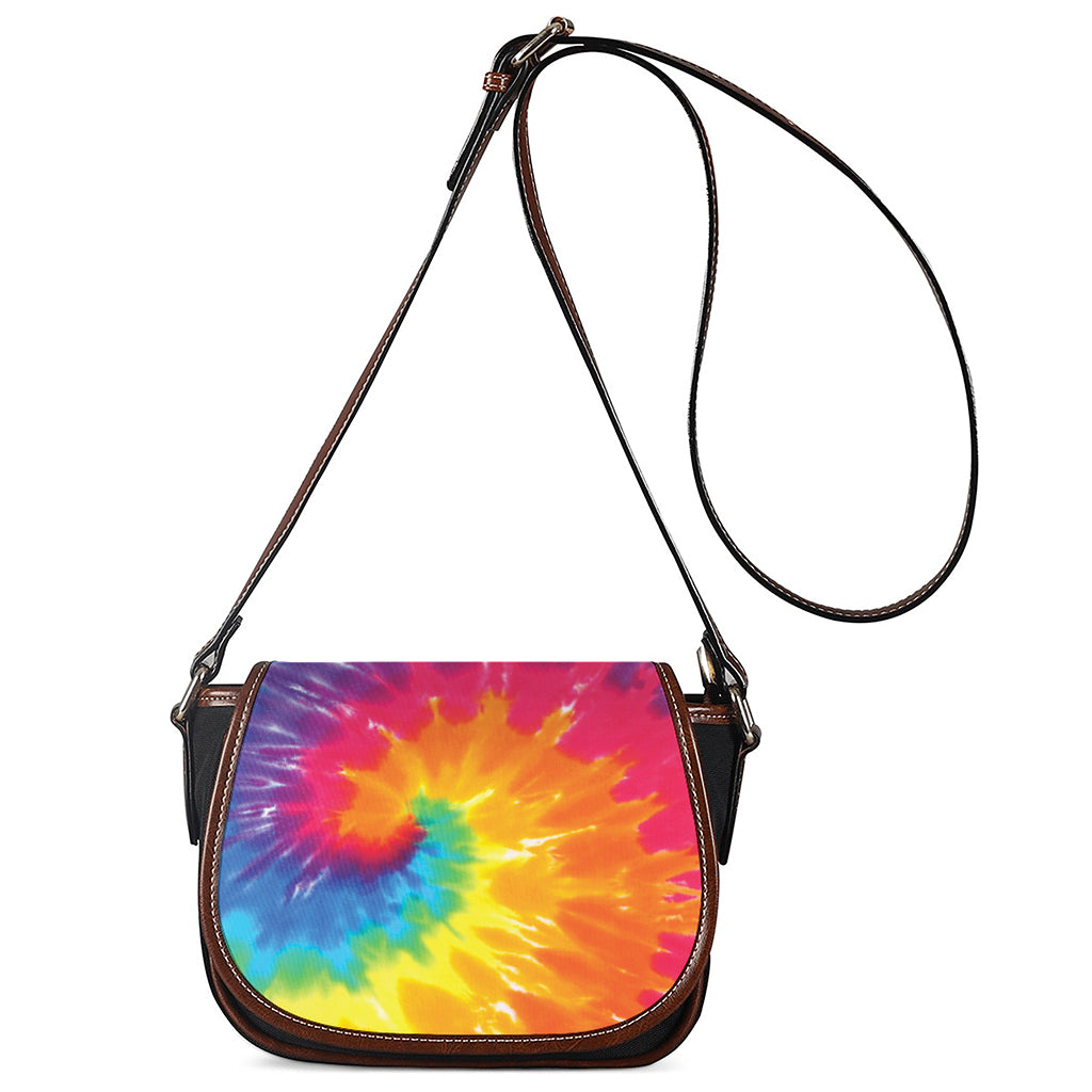 Colorful Spiral Tie Dye Print Saddle Bag