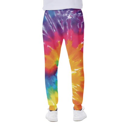 Colorful Spiral Tie Dye Print Scuba Joggers