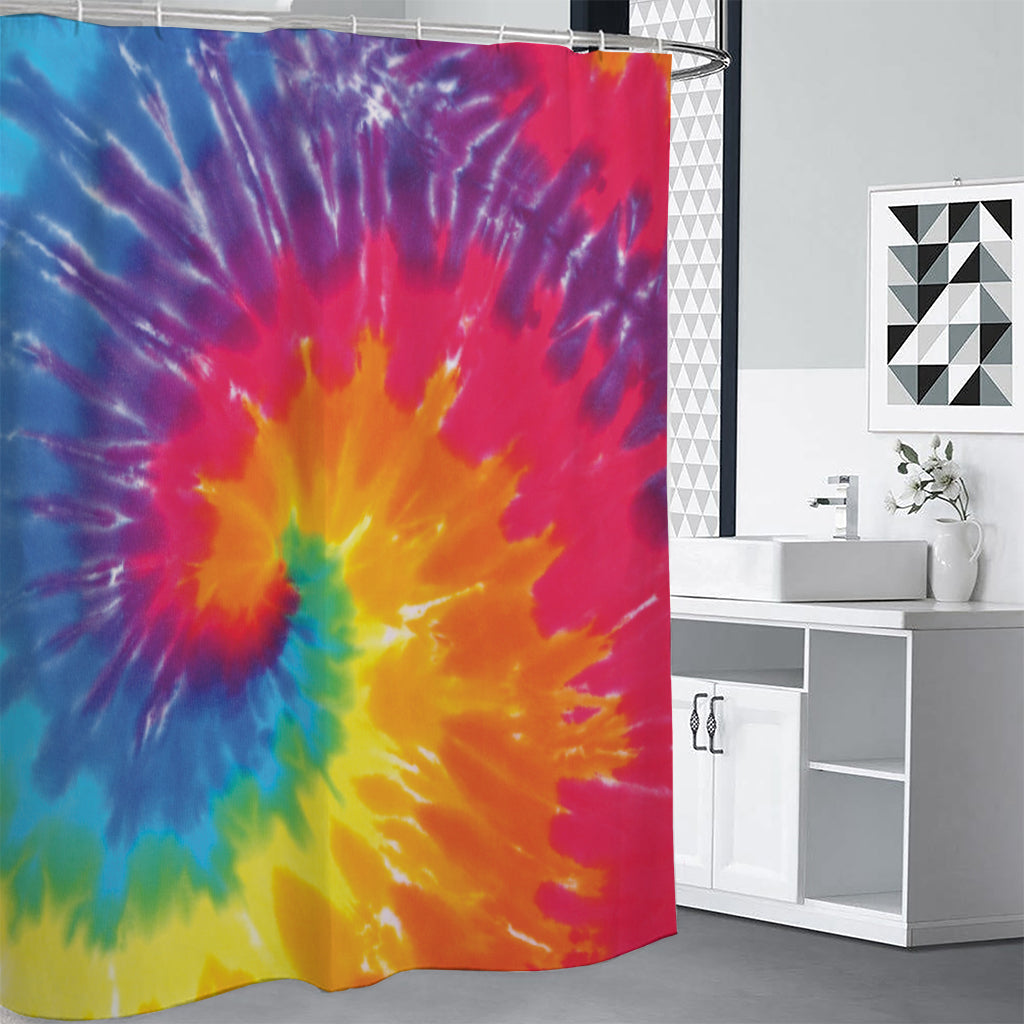 Colorful Spiral Tie Dye Print Shower Curtain