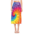 Colorful Spiral Tie Dye Print Side Slit Midi Skirt