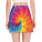 Colorful Spiral Tie Dye Print Side Slit Mini Skirt