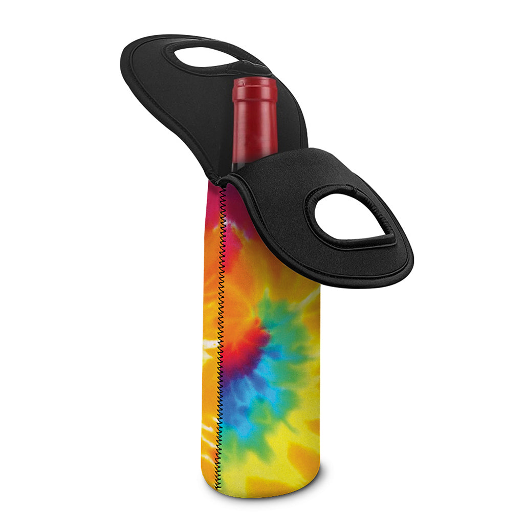 Colorful Spiral Tie Dye Print Single Neoprene Wine Tote
